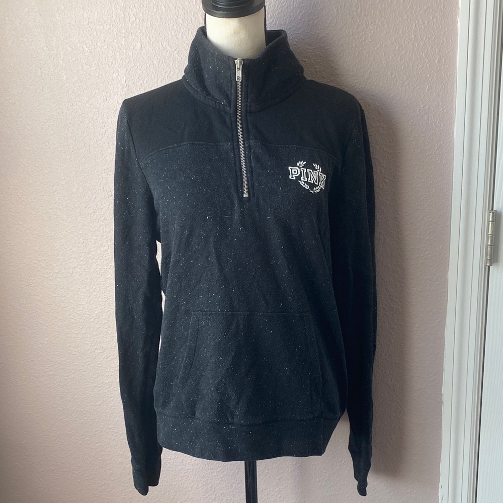 PINK Victoria's Secret Black Half-Zip Sweatshirt
